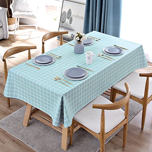 KLUOT Tischdecke 90x140cm Blau Wachstuchtischdecke PVC Tischdecken Plastik, Tischtuch Outdoor Table Cloth Waterproof Abwischbare Tischtuch Dining Table Cover von KLUOT