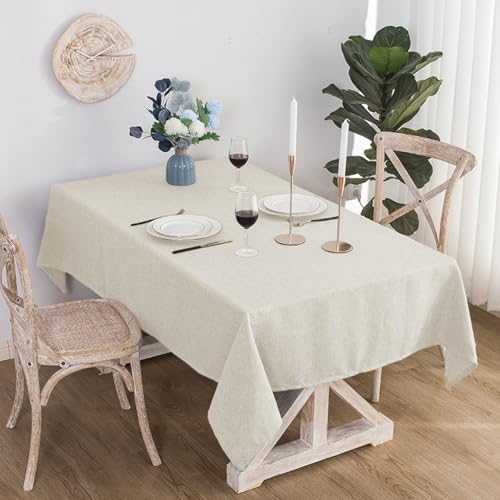 KLUOT Tischdecke 90x150cm Wasserabweisend Dekorative Einfarbige Tischdecken, Baumwoll-Leinen Tischtuch für Küche Esszimmer Haus Tischdekoration von KLUOT