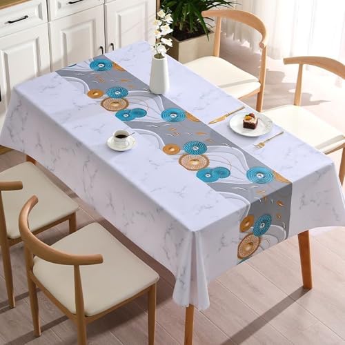 KLUOT Vinyl Tischdecke 140 x 140 cm Rechteckige Pflegeleicht Tischdecken Abwischbare Tischwäsche Strapazierfähiges Tischtuch für Wohnzimmer Schlafzimmer Küche Party Garten grau Tischdeko von KLUOT