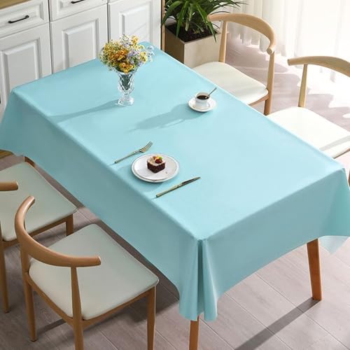 KLUOT Vinyl Tischdecke 90 x 140 cm Rechteckige wasserdichte Tischdecken Abwaschbar Tischwäsche Pflegeleicht Tischtuch für Wohnzimmer Schlafzimmer Küche Party Garten Hellblau von KLUOT