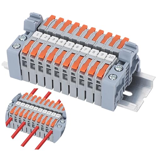 10 Stück Reihenklemmen Hutschiene 0,5-2,5mm² Lüsterklemmen Steckbar Klemmen Elektro Klemmleiste Hutschiene Schnellen Verdrahten,Durchgangsklemme für Präzise Leitende Elektrische Verbindungsklemmen von KLVGTIFS