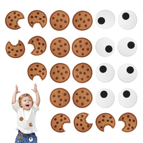 25 Stück Cookie Aufnäher, Keks Aufnäher Gebügeltes Gesticktes Abzeichen Cookie Patches zum Aufnähen Karneval Aufnäher Bügelbilder Applikation für Kleidung, für Kleidung, Hüte, Nähen und Dekoration von KLVGTIFS