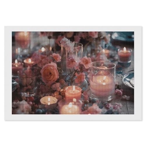 Diamond Painting Kits für Erwachsene Diamond Art Kit für Anfänger Blumen und Kerzen 5D DIY Full Square Diamond Art Craft Kits für Erwachsene für Home Wall Decor von KLWQR