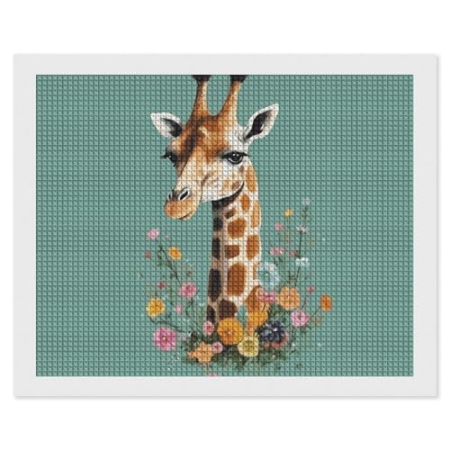 Diamond Painting Kits für Erwachsene Diamond Art Kit für Anfänger Giraffe mit Blumen 5D DIY Full Square Diamond Art Craft Kits für Erwachsene für Home Wall Decor von KLWQR