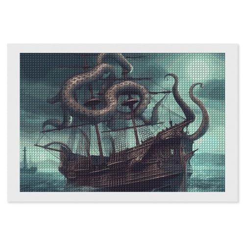 Diamond Painting Kits für Erwachsene Diamond Art Kit für Anfänger Octopus Schiff 5D DIY Full Square Diamond Art Craft Kits für Erwachsene für Home Wall Decor von KLWQR