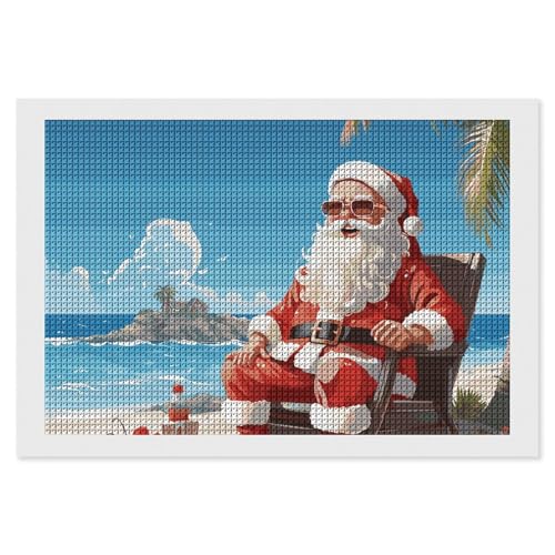 Diamond Painting Kits für Erwachsene Diamond Art Kit für Anfänger Weihnachtsmann am Strand 5D DIY Full Square Diamond Art Craft Kits für Erwachsene für Home Wall Decor von KLWQR