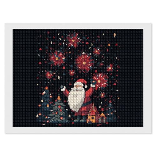 Diamond Painting Kits für Erwachsene Diamond Art Kit für Anfänger Weihnachtsmann und Feuerwerk 5D DIY Full Square Diamond Art Craft Kits für Erwachsene für Home Wall Decor von KLWQR