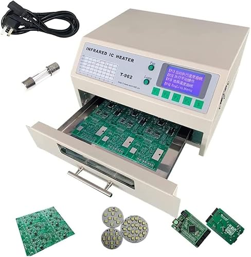 KLYDBMYT 800 W Reflow-Ofen, T962 Automatische Reflow-Lötmaschine 180 x 235 mm Professionelle Infrarot-Heizlötmaschine mit Heißluftzirkulation für PCB SMT-Lötprüfung von KLYDBMYT