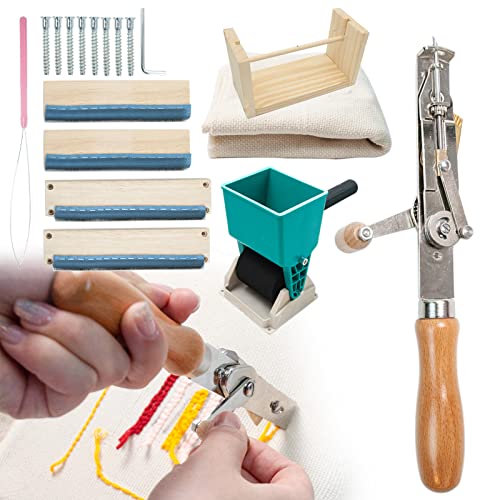 Manuelles Tufting-Werkzeugset, Teppichherstellungspistole + Hand-Rollenklebegerät + Garnwickler + Tufting-Trägerstoff + Holz-Tufting-Rahmen, für Clustering-Handwerk, Einsteigerset für Anfänger von KLYDBMYT