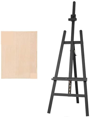 Zeichentisch Holz Kunst Easel, Buche Tragbare Einstellbare Studio Easel Outdoor Leinwand Easel Band 4K Artboard (Color : Black) (Holz) (Schwarz) von KLYDBMYT