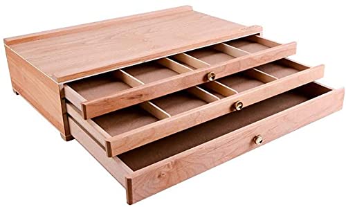 Zeichentisch Tragbare Desktop Art Versorgung Holz Aufbewahrungsbox, Staffelei mit 3 Schubladen, Bleistiftskizze Werkzeugkasten, Künstler Organizer zur Aufbewahrung von Farben Pastellstifte von KLYDBMYT