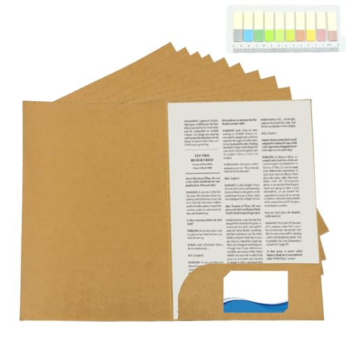 KLYNGTSK 10 Stück A4 Ordner mit Tasche Kraftpapier Präsentationsmappe Einzelne Karton Dokumentenmappe mit Kartenschlitzen Einsetzbare Kraftpapier Aktenordner Angebotsmappe für Büro, Zuhause, Schule von KLYNGTSK