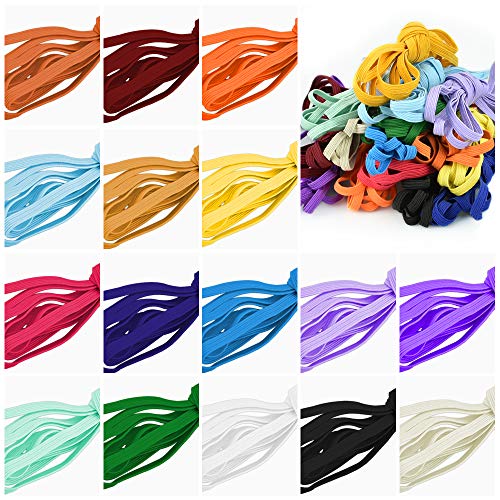 KLYNGTSK 16 Farben Bunt Gummiband Gummilitze Elastischer Gummiband Gummikordel Mehrfarbig Gummizug Wäschegummi Flache Gummibänder Nähbänder für DIY Hutgummi Nähen Ärmel Kleidung Handwerk, 3m*6mm von KLYNGTSK