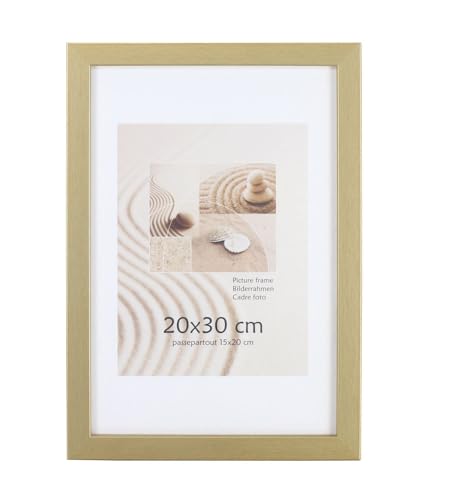 Holz Bilderrahmen Plexi Lifestyle Foto Rahmen Collage Wanddeko Poster HR25: Farbe: Gold | Format: 21x29,7 von KM Foto