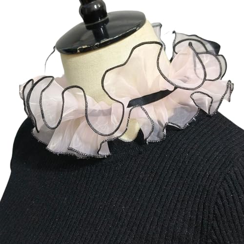 KMGDM Elisabethanischer Rüschenkragen, Organza-Netzstoff, Hals-/Handgelenkmanschetten für Damen, Pullover, Kleidung, dekoratives Accessoire von KMGDM