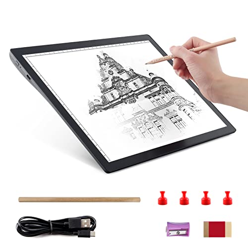 KOBAIBAN Tracing Light Box, Light Pad for Diamond Painting Portable Battery Powered Light Board, 5 Levels Dimmable Brightness Rechargeable Wireless A4 Light Box for Drawing Artists Sketching von KOBAIBAN