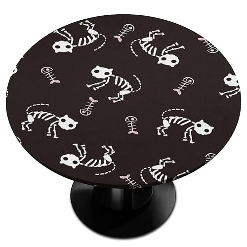 KOBLEN Halloween-Totenkopf-Tischdecke, rund, für den Außenbereich, Tischdecke mit elastischem Rand, Tischabdeckung für Picknick, Terrasse, Esszimmer, Party, Innenbereich, 114,3 cm – 142,2 cm von KOBLEN