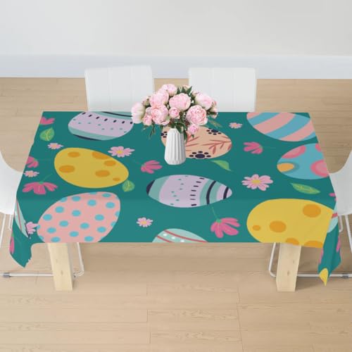 KOBLEN Interessante rechteckige Tischdecke mit Ostermotiven, Picknick-Tischdecke, dekorative Tischdecken, wasserdichter Stoff, Tischtücher für Partys im Freien, 137,2 x 177,8 cm von KOBLEN