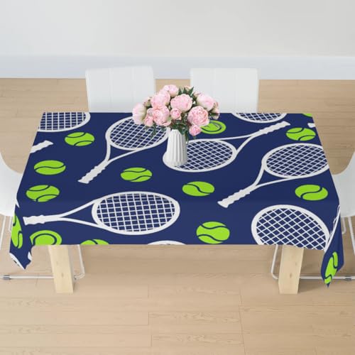 KOBLEN Rechteckige Tischdecke mit Tennis-Motiv, Picknick-Tischdecke, dekorative Tischdecken, wasserdichter Stoff, für Partys im Freien, 137 x 177,8 cm von KOBLEN