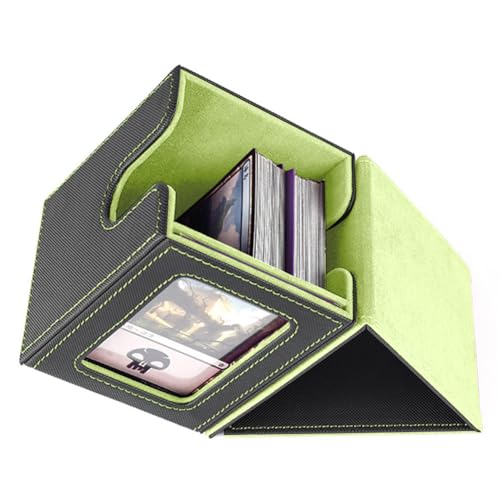 KOBONA Kartendeck-Box mit Commander-Fenster, Kartendeck-Hülle für mehr als 100 PU-Leder-Sammelkartenbehälter, Gaming-Kartenhalter für Sportkarten, Spielkarten von KOBONA