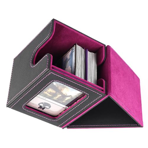 KOBONA Kartendeck-Box mit Commander-Fenster, Kartendeck-Hülle für mehr als 100 PU-Leder-Sammelkartenbehälter, Gaming-Kartenhalter für Sportkarten, Spielkarten von KOBONA