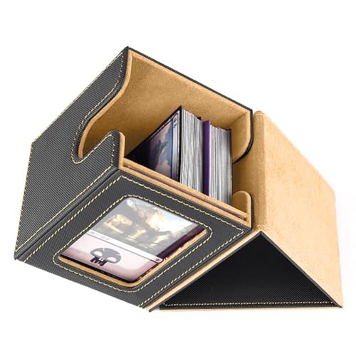 KOBONA Kartendeck-Box mit Commander-Fenster, Kartendeck-Hülle für mehr als 100 PU-Leder-Sammelkartenbehälter, Gaming-Kartenhalter für Sportkarten, Spielkarten von KOBONA