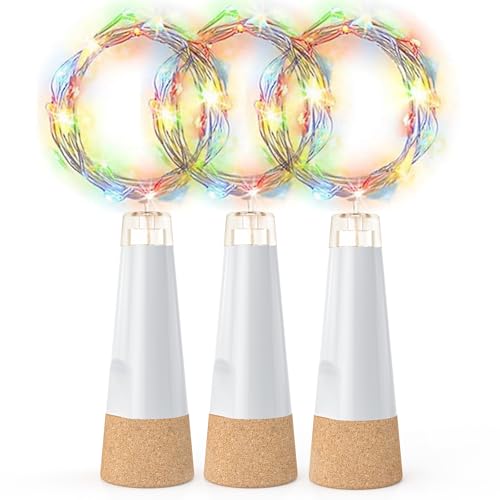 KOBWA Weinflaschenlichter mit Korken, USB Wiederaufladbare Kleine LED Lichterkette für Flaschen 2024 Upgraded DIY Flaschenlicht für Party Weihnachtsdekorationen von KOBWA