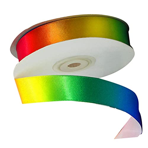 KOCKSHION 1 Rolle Gurtband Polyesterband Sackleinenband Bänder Zum Basteln Grünes Band Neonband Band Zum Verpacken Band Umwickeln Blaues Band Regenbogen Satinband Schleifenstrauß Colorful von KOCKSHION