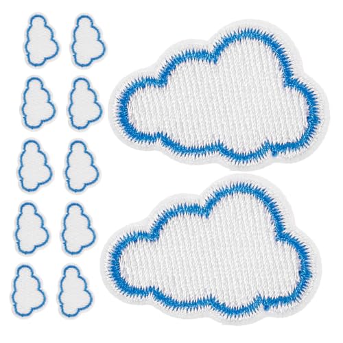 KOCKSHION 12 Stück Mini-wolken-flicken Zum Aufbügeln, Zum Aufnähen, Gestickte Applikationen, Weiße Aufnäher, Aufkleber Für Hüte, Schuhe, Taschen, Jacken von KOCKSHION