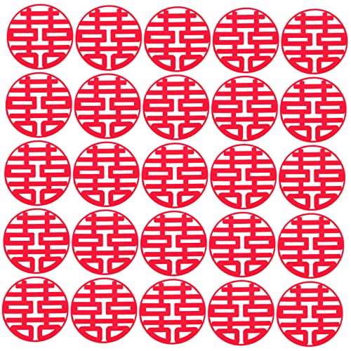 KOCKSHION 30St glückliche Wortaufkleber Party-Kulisse Strauß wiederverwendbare sticker reusable stickers Chinesischer Hochzeitsscherenschnitt chinesisches hochzeitskonfetti Vlies rot von KOCKSHION