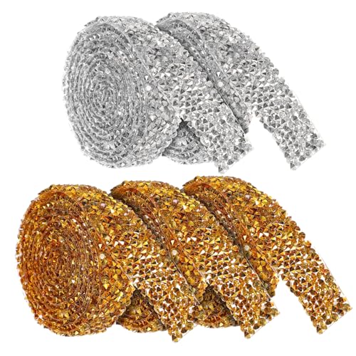 KOCKSHION 5 Rollen Klebstoff hochzeitsdeko wedding decoration strassgürtel selbstklebendes klebeband rhinestones Aufkleber Papierband Strassband selbstklebend Strassband zum Basteln Harz von KOCKSHION