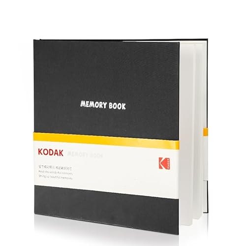 KODAK Memory Book - Selbstklebendes Fotoalbum, 20 plastifizierte Seiten mit Farb- und Lichtschutz, Flanellumschlag, Format 32,5x33 cm, für Fotos 3R/4R/5R - Schwarz von KODAK