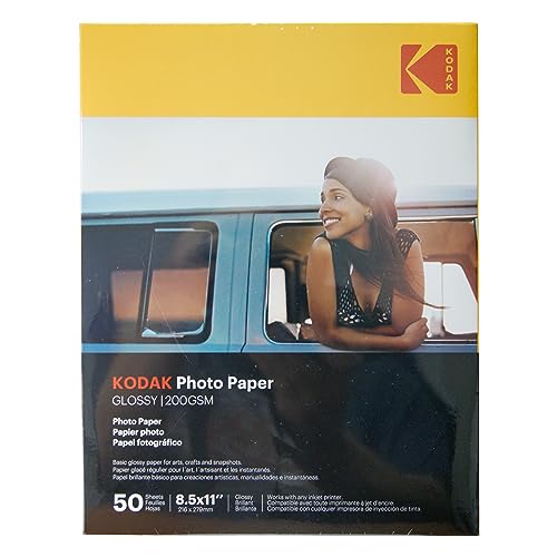 KODAK Fotopapier, glänzend, 21,6 x 27,9 cm, 50 Stück, 180 g/m² Gewicht, 6,5 mm Dicke (41168-3510-188) von KODAK