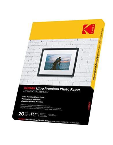 KODAK Ultra Premium Kodak glänzend fotopapier, 280 g/m2, 20 Blatt für Tintenstrahldrucker, 13 x 18，20 blatt photopapier Fotokarten Photokarten Sofort Trocken Wasserfest Hochweiß fotoblätter von KODAK