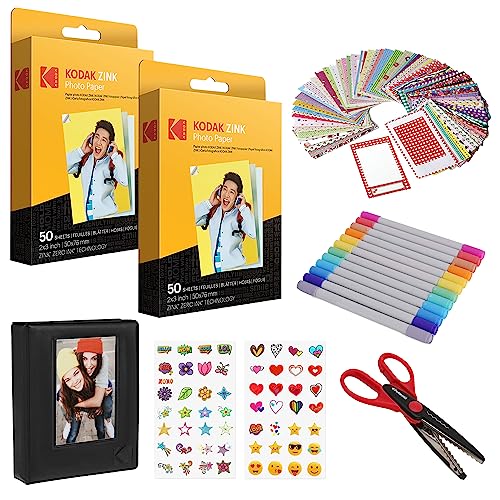 Kodak 2x3ʺ Premium Zink Papier 100er-Pack Einklebebuch-Bundle von KODAK