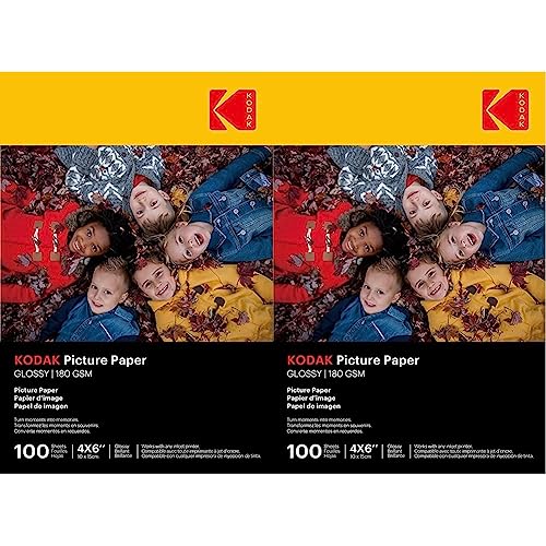 Kodak 9891161 Fotopapier, 180 g/m², glänzend, A6 (10 x 15 cm), Tintenstrahldrucker (Packung mit 2) von KODAK