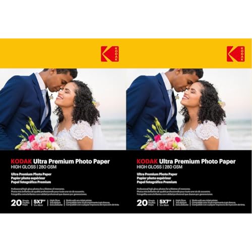 Kodak 9891175 Fotopapier, 280 g/m², glänzend, Format 13 x 18 cm, Tintenstrahldrucker (Packung mit 2) von KODAK