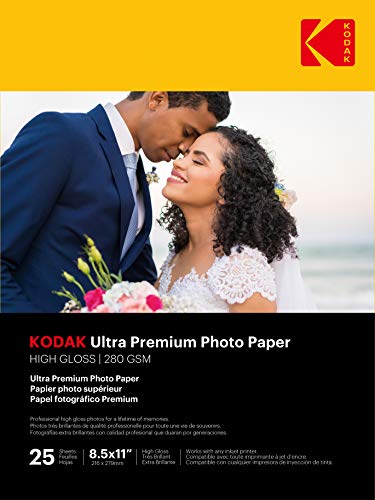 Kodak Ultra Premium Fotopapier, 8,5 x 11 cm, glänzend, 25 Stück, 33,6 kg – 280 g/m² (41177-9891173) von KODAK