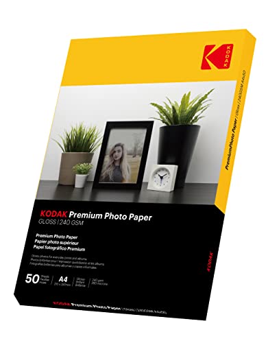 Kodak glänzend fotopapier DIN A4, 50 Blatt 240 g/m2,für Tintenstrahldrucker, photopapier Fotokarten Photokarten Sofort Trocken Wasserfest Hochweiß fotoblätter von KODAK
