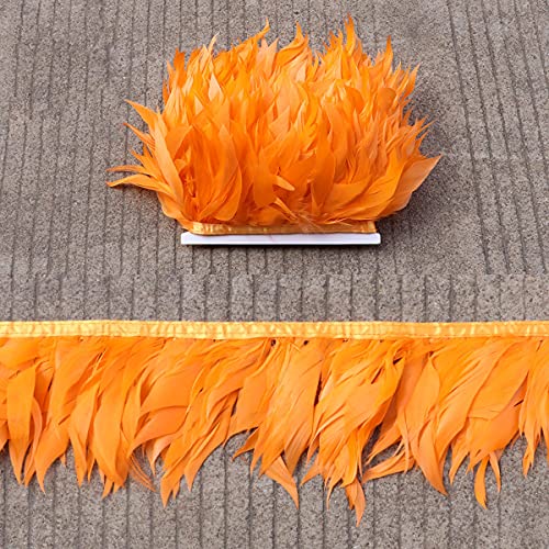 ESH7 Orange Gänsefedern zum Basteln, Breite 7,6–12,7 cm, Rockdekoration, Handwerk, Federfransen, Bekleidungszubehör, pro Packung mit 2 Yards von KOGMMYSEVP