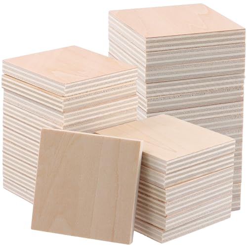 KOHAND 100 Stück unlackierte Holzquadrate 5,1 x 5,1 cm Holzblöcke, natürliche Holzfliesen für Handwerk, DIY-Projekte von KOHAND