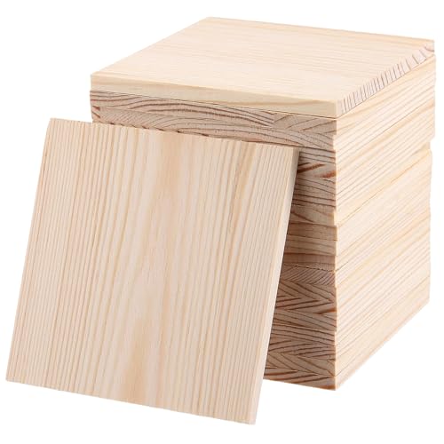 KOHAND 20 Stück 7,6 x 7,6 cm unlackierte Holzquadrate 1 cm Dicke Holz quadratisch Kiefer Holz quadratische Stücke für DIY Handwerk von KOHAND