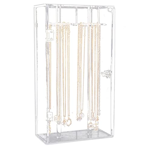 KOHARA Acryl 24 Haken Drehbarer Halskettenständer Anhänger Display Organizer Halter Staubdichte Schmuck-Displaybox (Farbe: A, Größe: 16 * 8 * 30 cm) von KOHARA