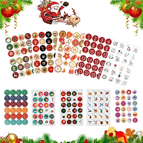 Adventskalender Zahlen, 10 x 24 Adventskalender Aufkleber Set, Adventskalender Zahlen Aufkleber, Adventskalender Sticker 1-24 für Kalender zum Selber Basteln für Weihnachten, Nummern Papiertüten von KOIROI