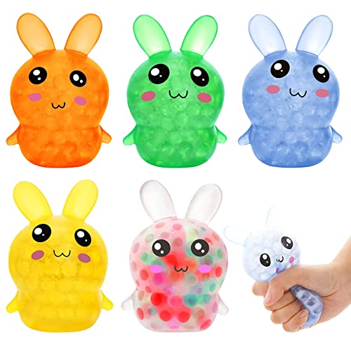 Anti Stress Bälle Ostern, 5 Stück Hase Anti Stress Bälle, Stressball in Ostereier, Stress Relief Spielzeug, Ostern Geschenk Mitgebsel Kindergeburtstag von KOIROI