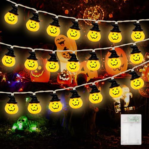 Halloween Lichterkette, 3 Meter 20 LED Halloween Kürbis Deko Lichterkette, LED Kürbis Lichterkette, Halloween Kürbis Lichterkette, Halloween Deko Kürbis Licht für Innen und Außen Halloween Party Deko von KOIROI