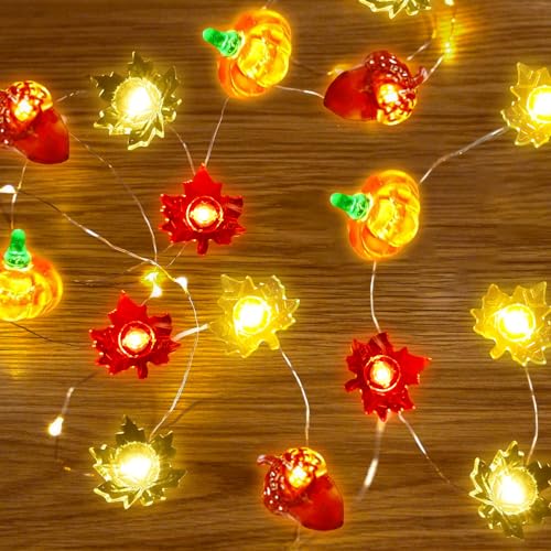 Lichterkette Herbst, 300CM 30LED Ahornblätter Kürbis Lichterketten, Herbst Lichterkette, Herbst Deko LED Lichterkette mit Timer, Herbstliche Lichterkette für Herbst Erntedankfest Halloween Deko Party von KOIROI