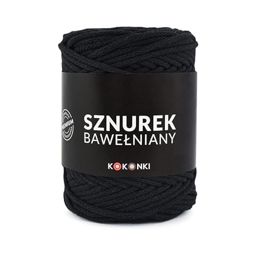 Makramee-Schnur aus Baumwolle PREMIUM By KOKONKI 5mm / Ralle 100 m (schwarz) von KOKONKI