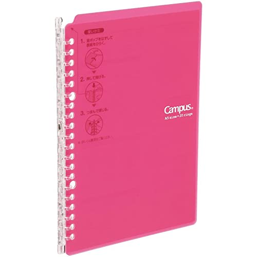 Kokuyo Campus Smart Ringbuch, bis zu 25 Blatt, A5, 20 Löcher, rosa, Japan Import (RU-SP130P) von KOKUYO