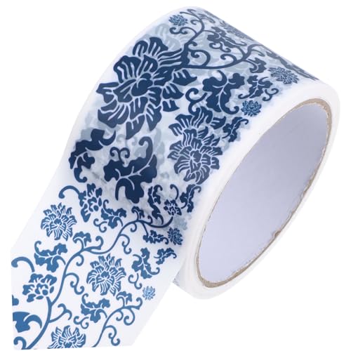 KOMBIUDA 1 Rolle Blau-weißes Klebeband Dekoratives Druckband Klebeband Zum Verpacken Geschenkverpackungsbänder Für Festivals Mehrzweckband Zartes Geschenkband Matte Folie Blue von KOMBIUDA